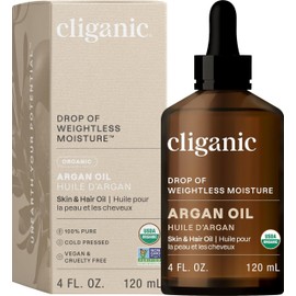 Cliganic Cliganic USDA Organic Argan Oil, 100% Pure | Moroccan Argan Oil for Hair, Face & Skin | Natural Cold Pressed Carrier Oil - Certified Organic | Cliganic 90 Days Warranty