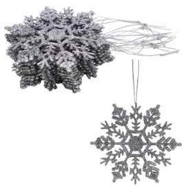 Christmas Concepts Pack of 12-10cm Silver Glitter Snowflake Hanging Decorations - Christmas Decorations