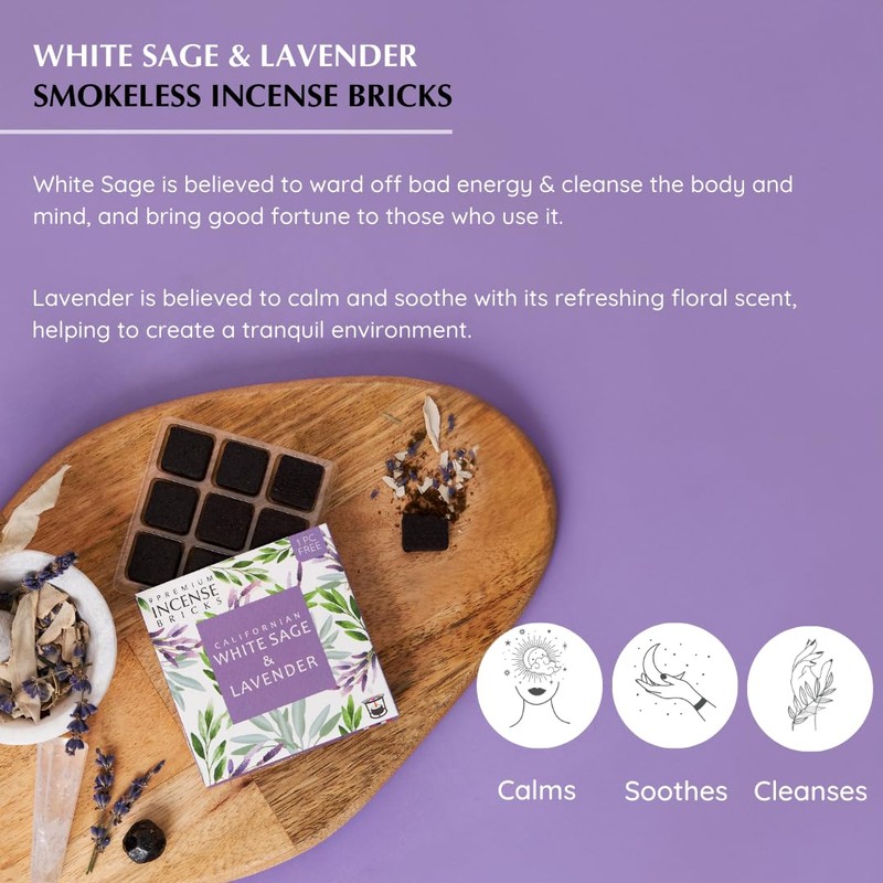 White Sage & Lavender Incense bricks (3 x 9 Bricks