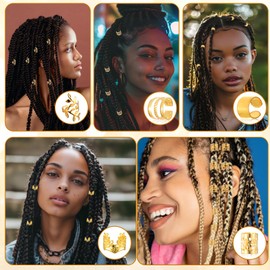 Ouligay 100 Stück Gold Haarschmuck Haarringe Dreadlocks, Festival Goldener Pirat Haarschmuck Zöpfe, Loc Schmuck für Haar Haarperlen zum Klipsen, Verstellbar Haar Accessoire Zubehör für Damen Mädchen