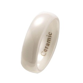 Classic White Ceramic 6mm Wedding Band High Polish Comfort Fit Ring Size 9