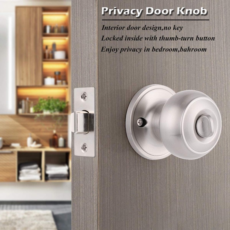 Gobrico Brushed Nickel Round Door Knobs for Bedroom Bathroom,Stainless Steel