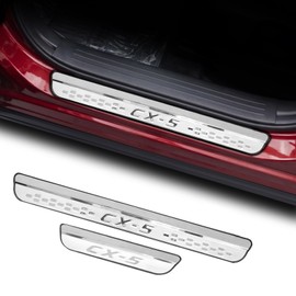 Steel Chrome Door Sill Protector for Mazda CX-5 2013-2025, Honeycomb-Pattern Accessories Plates Cover Auto Interior Accessory Kick Panels Trim Guard