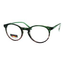Round Keyhole Thin Plastic Horn Rim Tri-focal Progressive Reader Eyeglasses Green Pink Stripe 2.75