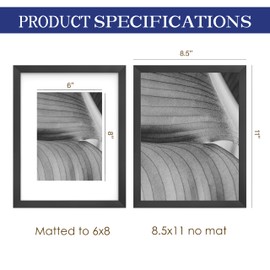 An&He 8.5x11 Picture Frame, Black Photo Frame for Tabletop and Wall Display, Minimalist Design, Set of 1