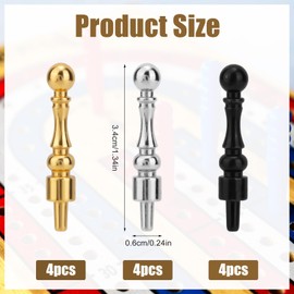 12pcs Metal Cribbage Pegs, 3 Colors Cribbage Board Pegs Suitable for 1/8 Hole Easy to Grip Game Pegs Cribbage Pins for Cribbage Traditional Board Games Accessories