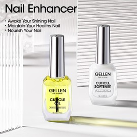 Gellen Cuticle Oil & Softener for Nails, 2 Pcs 18ml Cuticle Remover & Strengthener, Nail Cuticle Protector, 2 in 1 Nail Care Kit for Cuticle Removing & Repairng Manicure Essentials for Gel Nail Polish
