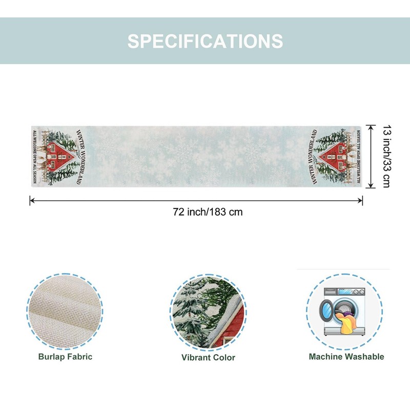 ZCHOMI Winter Deer Trees Table Runner 13x72 Inch Snow Treehouse