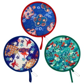 Round Japanese Style Folding Fans, Hand Fans for Women Folding, Summer Handheld Folding Fans for Festival Decoration Birthday Wedding Home Decoration,Set of 3
