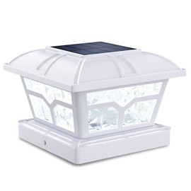 SIEDiNLAR Solar Post Cap Lights Outdoor 2 Color Modes 8 LEDs for 4x4 5x5 6x6 Posts Fence Deck Patio Decoration Warm White & Cool White Lighting White (1 Pack)