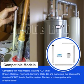 44" Flexible Magnesium Anode Rod, Thread 0.8" Diameter Domestic Water Tank Anode Rod Eau Get Rid of Rotten Egg Smelling Flexible Water Heater Anode Rod for GE Rheem Reliance Kenmore Water Heater