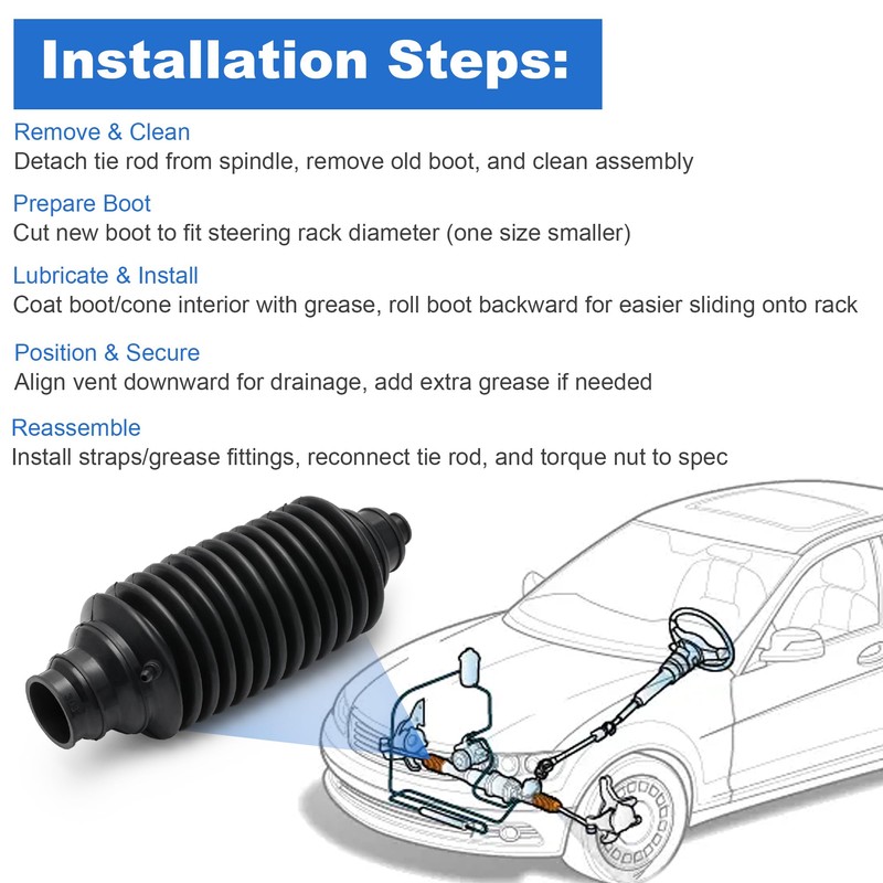 1PC Universal Rack & Pinion Steering Boot Kit - Compatible