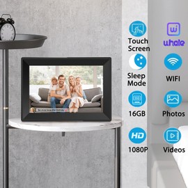 HD Smart Digital Picture Frames WiFi 10.1 Inch Touchscreen Digital Photo Frame 16GB Storage Space,Wall-Mounted,Suitable for Room and Living Room Decoration, Send Photos and Videos Remotely-Best Gift