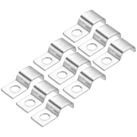 uxcell 20 Pcs Pipe Strap, 304 Stainless Steel Pipe Support Strap Fit for 13/32in(10mm) Tube Strap Tension Clip with 1 Hole 5mm Height for Continuous Pipes EMT Conduit or Pipe Fixing