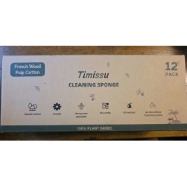 Timissu 100% Plant Based Cleaning Sponges 12 Pack Multi Color With Srubbing Side