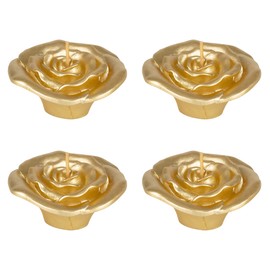 Mega Candles 4 pcs Unscented Rose Petals Flower Gold Floating Candles, Hand Poured Wax Candle 3 Inch Diameter, Home Décor, Wedding Centerpieces, Baby Showers, Birthdays, Meditations, Spas