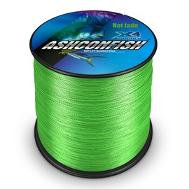 Ashconfish Colorfast Braided Fishing Line- 4 Strands Braided Lines Fadeless -Abrasion Resistant - Zero Stretch-Smaller Diameter, 500M/547Yards 20LB Fluorescent Green