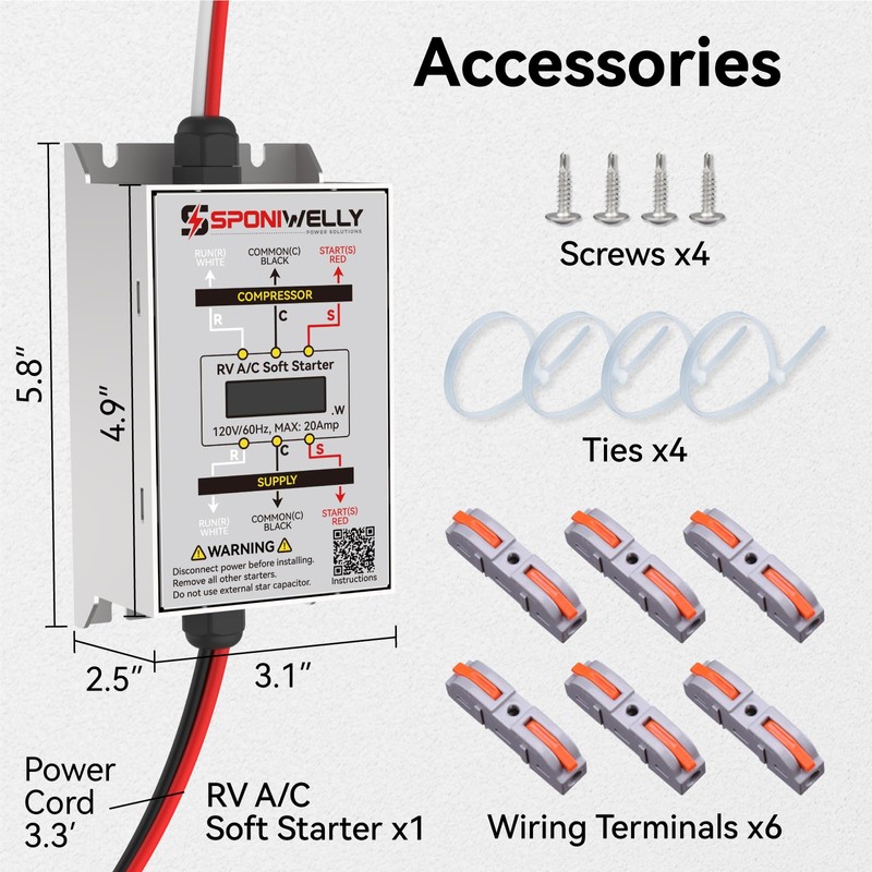 Sponiwelly Soft Start Kit for Rv Air Conditioner, Display Real-time