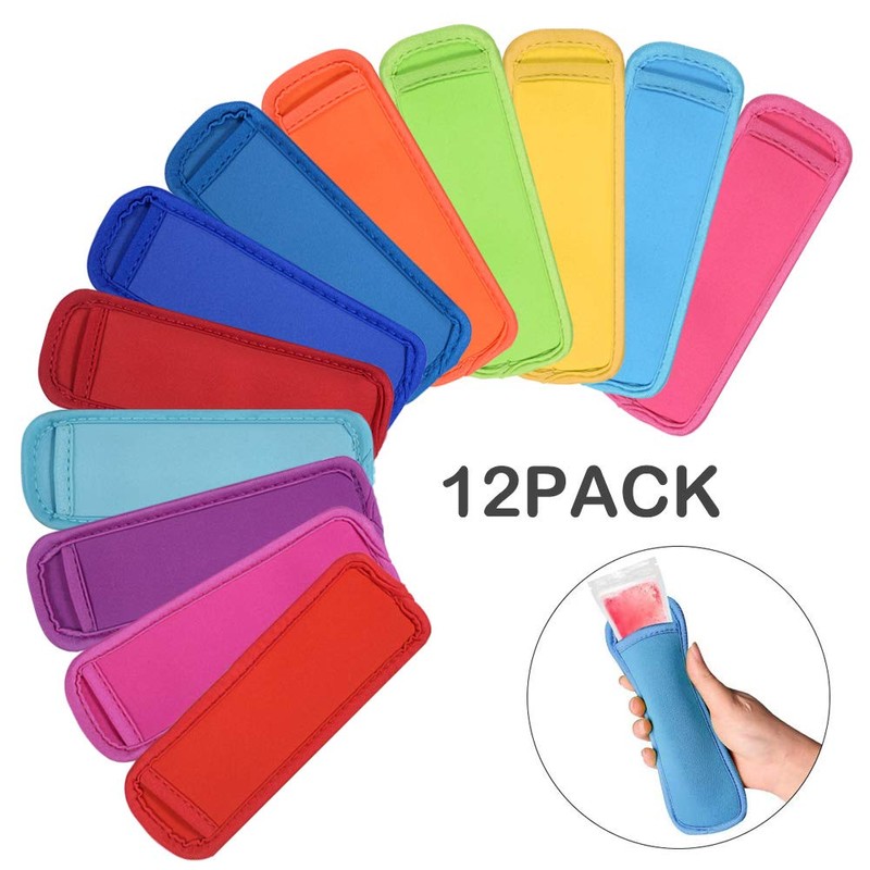 12 Pieces Reusable Popsicle Bags Ice Pop Insulator Sleeves Freezer
