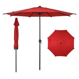 Abba Patio 9FT Lyon Outdoor Patio Umbrella Outdoor Table Umbrella with Push Button Tilt and Crank Market Umbrella 8 Sturdy Ribs UV Protection Waterproof for Garden Deck Backyard Pool Dark Red