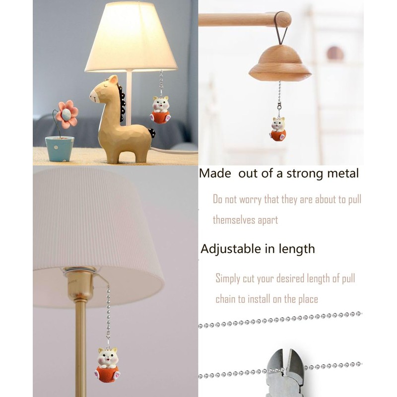 Ceiling Fan Pull Chain Set, 12 Inch Cute Cat Ceiling