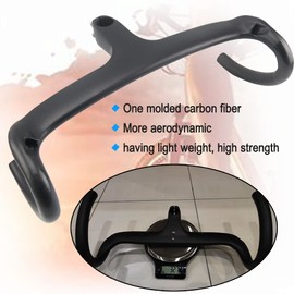 Road Bicycle Road Bike Handlebars Aero Bars for Road Bike Gravel Bikes for Man Carbon Road Handlebar Stem City Bike Break-winding Handlebar Accessories Carbon Integrated Handlebars with Stem (420x90)