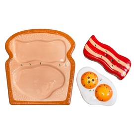Streamline Breakfast Eggs Bacon & Toast Salt & Pepper Shaker Set, Ceramic