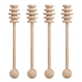 HIC Kitchen Honey Syrup Dipper Server Stick, Beechwood, FSC-Certified, Responsibly Forested, Set of 4, 6-Inch