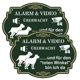Alarm & Video Surveillance Sign Aluminium Sign Outdoor 25 x 18 cm Warning of Dog Sign with Pre-Drilled Hole for Easy Mounting Camera Deterrent Pack of 2