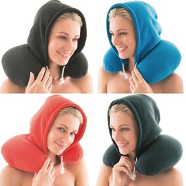 CelinaTex Nuca Neck Pillow with Hood 32 x 31 cm Blue Micropearls Neck Pillow Travel Pillow Support Function
