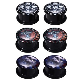 Aroncent Acrylic Ear Stretching Kit : 3 Pairs Ear Gauge Plugs and Ear Stretcher Expander 4mm-16mm Screw Plug for Women and Men Viking Pattern Valentine's Day Birthday Gift(8mm)