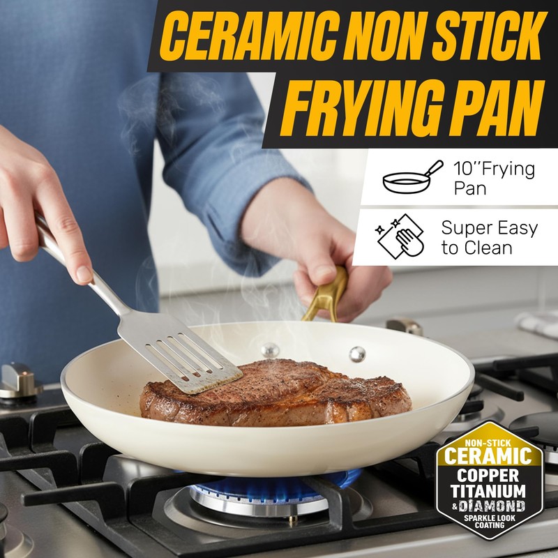 Gotham Steel 15 Pc Ceramic Cookware Set, Ceramic Pots and