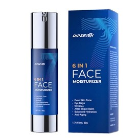 DIPSEVEN 6 in 1 Face Cream for Men: Anti-Aging Mens Moisturizer - Firming Peptide & Hyaluronic Acid & Squalane - Wrinkles Cream Eye Bag Treatment for Men