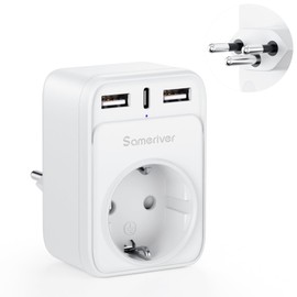 Travel Adaptor Switzerland Adapter Germany Plug Travel Plug Switzerland Travel Adapter with 2 USB 1USB C (3A) Socket Adapter Type J for Switzerland Maldives Rwanda Liechtenstein