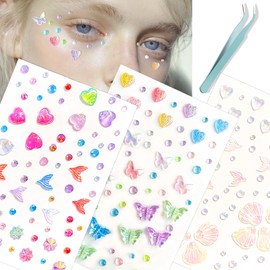 NOOEPC Self Adhesive Face Gems Self Rhinestone Jewel Stickers Craft Supplies Scrapbook Supplies Gemstones Hair Gems, Rhinestone Stickers for Face, Eye, Makeup, Body