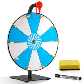 12" Spinning Prize Wheel, 10 Slots Prize Spinning Wheel Tabletop Roulette Spinner with Dry Eraser Marker & Eraser - Heavy Duty Spinning Wheel for Prizes Fortune Spinning Game Trade Show (Blue)