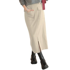 [神戸レタス] 走れる ストレッチタイトスカート カーゴ風スカート マキシ丈 ロング丈 カジュアル 伸縮性 [M4077] M ロング エクリュ