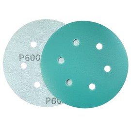 6" Wet and Dry Green Sanding Discs with Holes Hook and Loop for Orbital Vacuum Sander Velcro Sanding Discs (Box of 50) (600 GRIT)