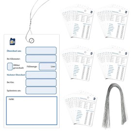 Pack of 50 Oil Change Notes, Oil Note with Wire, Oil Change Pendant, Oil Inspection Tag Label, 6 x 10 cm