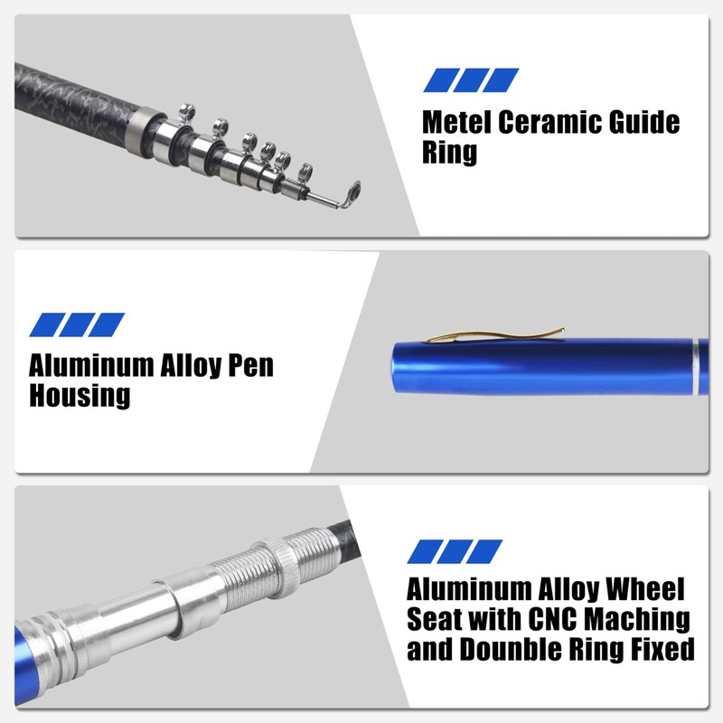 Mini Pen Fishing Pole Telescopic Fishing Rod Portable Pocket Aluminum