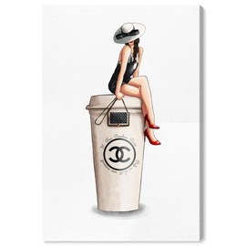 The Oliver Gal Artist Co. Fashion and Glam Wall Art Canvas Prints Handbags Cafe Au Lait Cambon Dark Home Décor, 24x36