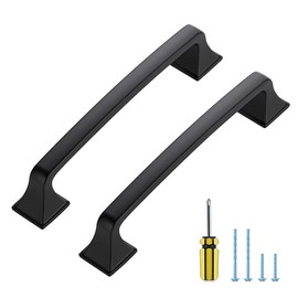 Ravinte Hardware 20 Pack Kitchen Cabinet Handles 5 Inch Hole Center Black Cabinet Pulls Solid Suqare Foot Drawer Pulls for Dresser and Drawers