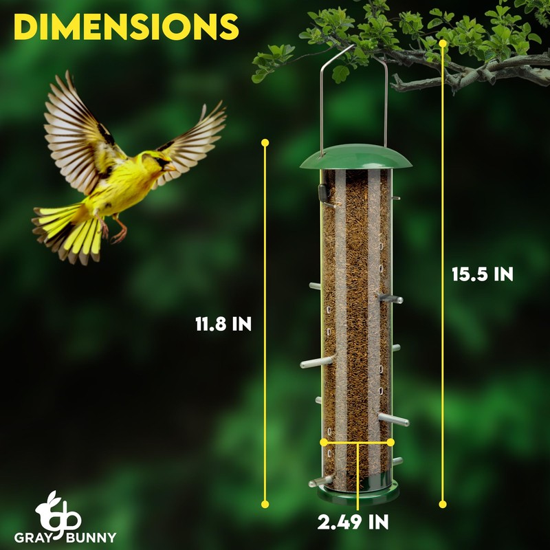 Finch Bird Feeder for Outdoors (16 Ports) Thistle & Nyjer