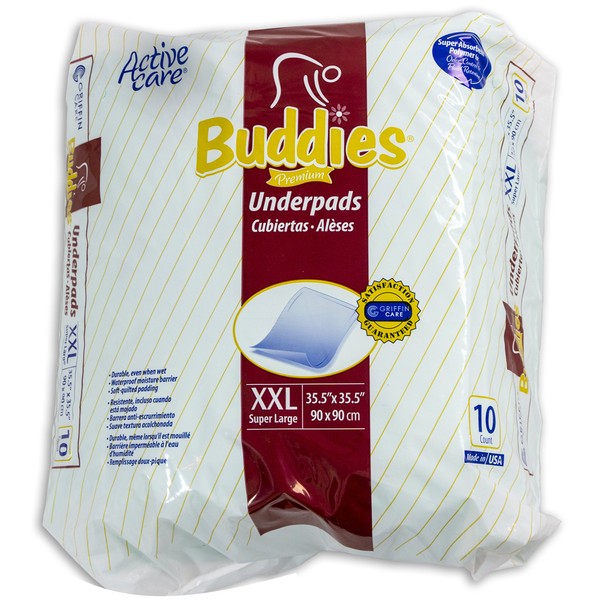 Extra Large Chux Pads 36 x 36 Inch Disposable - Overnight Incontinence Waterproof Underpad for Seniors, Adult, Child, or Pets by Buddies