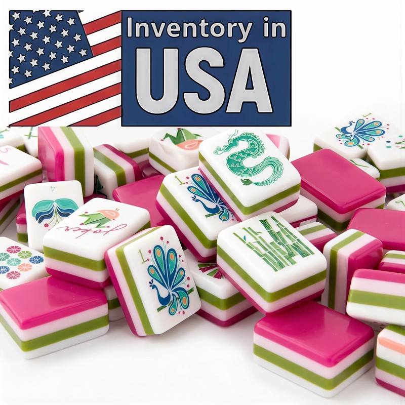 Sierra and Red Mahjong Acrylic Mahjong Tiles 4-layer Engraved American