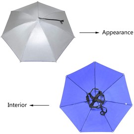 NEW-Vi Umbrella Hat Adult and Kids Folding Cap for Beach Fishing Golf Party Headwear (Silver and Drip Blue 2PCS)
