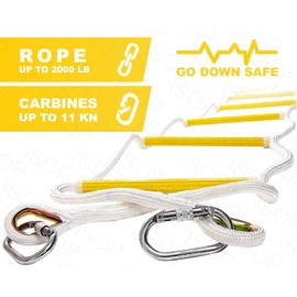 ISOP Fire Ladder 2 Story Window 13ft (4m) with Window Hooks | Fire Escape Rope Ladder Second Floor | Safety Rope Ladder for Adults/Compact $ Weather Resistant