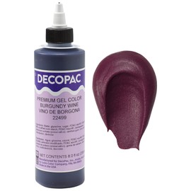 DECOPAC Premium Gel Food Color, Edible Coloring For Use with Buttercream or Whipped Icing, Fondant & Piping Gel, Highly Concentrated Gel, 8oz - Burgundy
