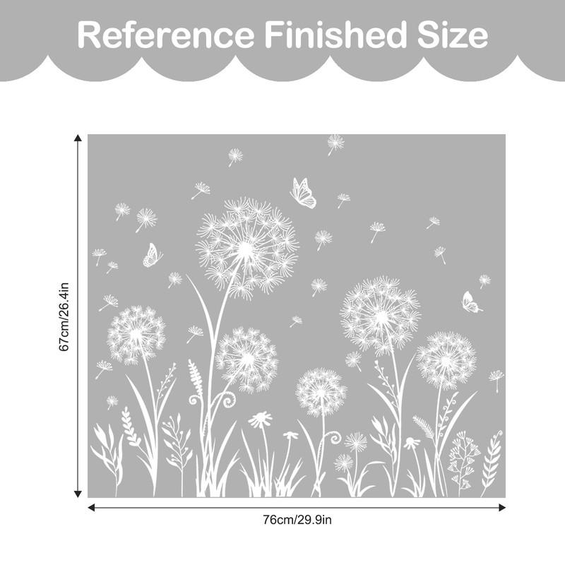 Tanlaby White Dandelion Window Clings Flowers Butterflies Static Window Stickers