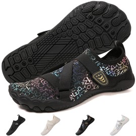 Zapatos de Agua para Hombre y Mujer, Calzados Antideslizante para Natación, Playa, Zapatos Acuáticos Descalzos Transpirable y Secado Rápido para Kayak, Buceo, Surf, Yoga, Swim, Water Sport(Negro)